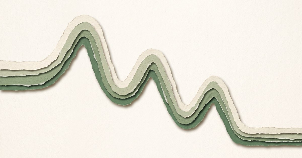 Papierschnitt-Illustration: ein Band versucht mehrfach vergeblich aufzusteigen und sinkt dabei immer tiefer — Sinnbild für übermäßige Tagesschläfrigkeit